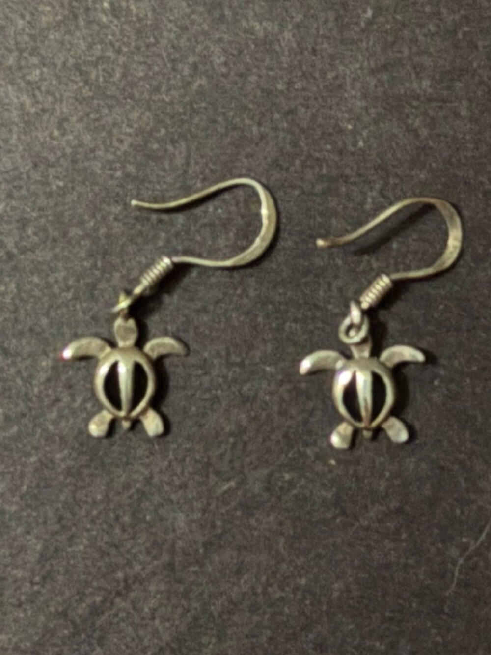Dainty Silver Sea Turtle Dangle Earrings